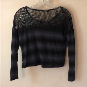 Black and Gray Meshed Knit Crop Top